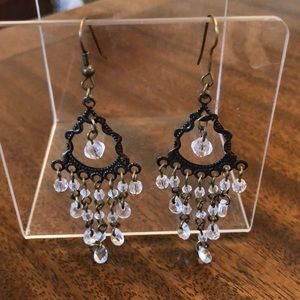 Chandelier crystal bead hanging french wire earrings